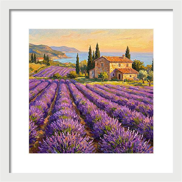 Lavender Fields Under Mediterranean Sky