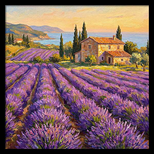 Lavender Fields Under Mediterranean Sky