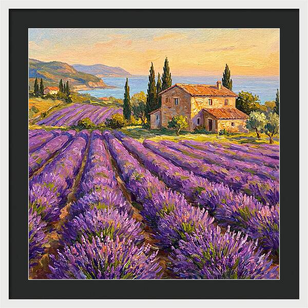 Lavender Fields Under Mediterranean Sky