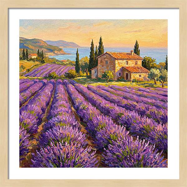 Lavender Fields Under Mediterranean Sky