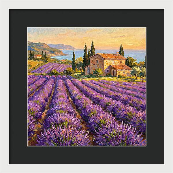 Lavender Fields Under Mediterranean Sky