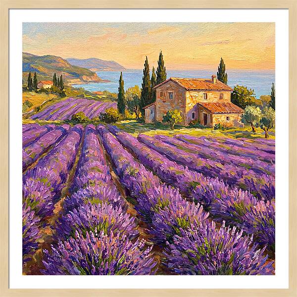 Lavender Fields Under Mediterranean Sky