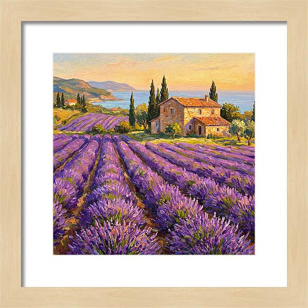 Lavender Fields Under Mediterranean Sky