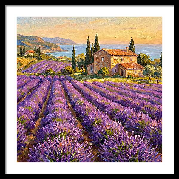 Lavender Fields Under Mediterranean Sky