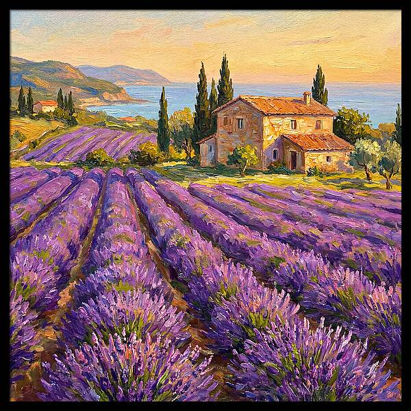 Lavender Fields Under Mediterranean Sky