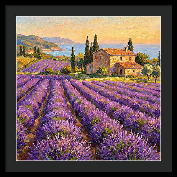 Lavender Fields Under Mediterranean Sky