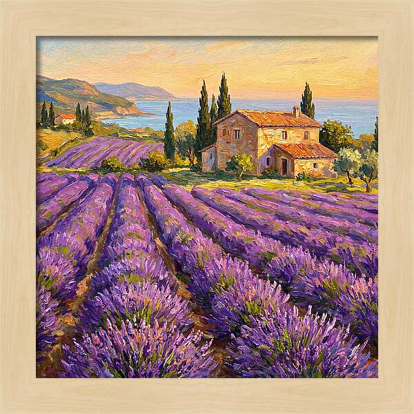 Lavender Fields Under Mediterranean Sky