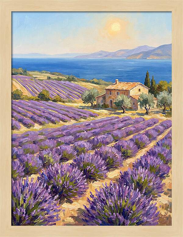 Lavender Fields Under Mediterranean Sun