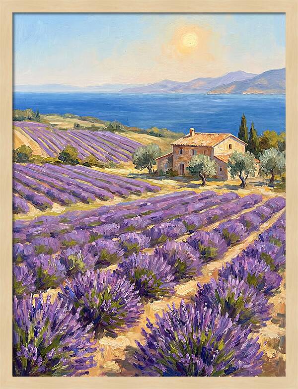 Lavender Fields Under Mediterranean Sun