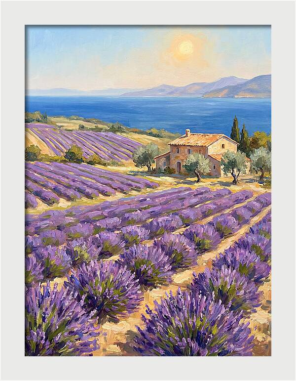 Lavender Fields Under Mediterranean Sun
