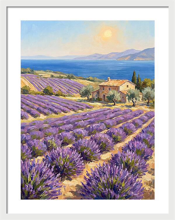 Lavender Fields Under Mediterranean Sun