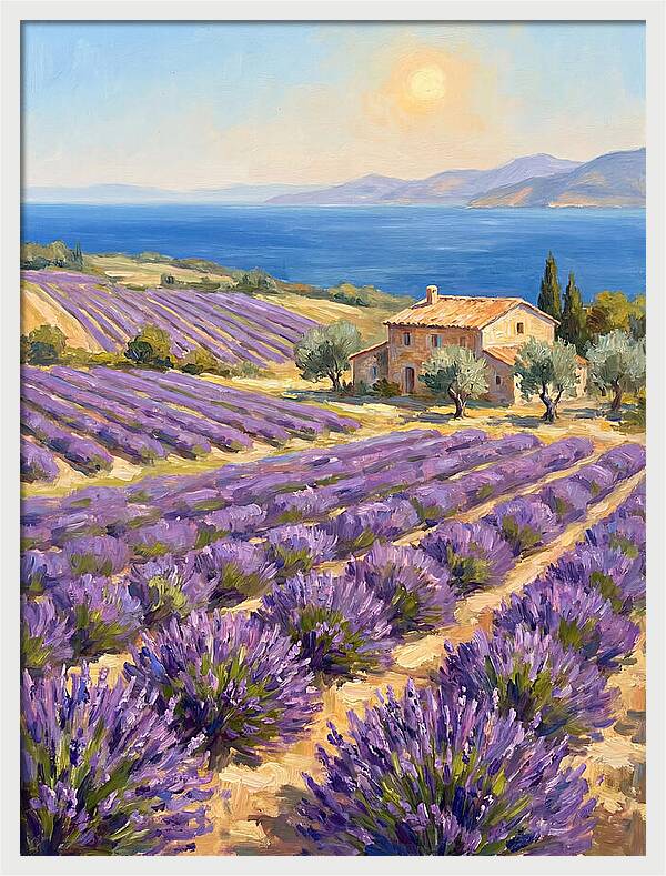 Lavender Fields Under Mediterranean Sun