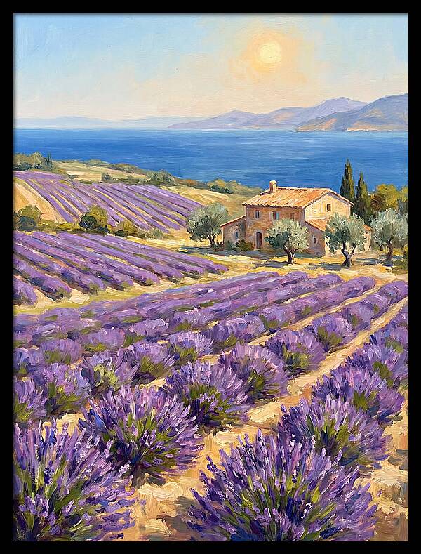 Lavender Fields Under Mediterranean Sun