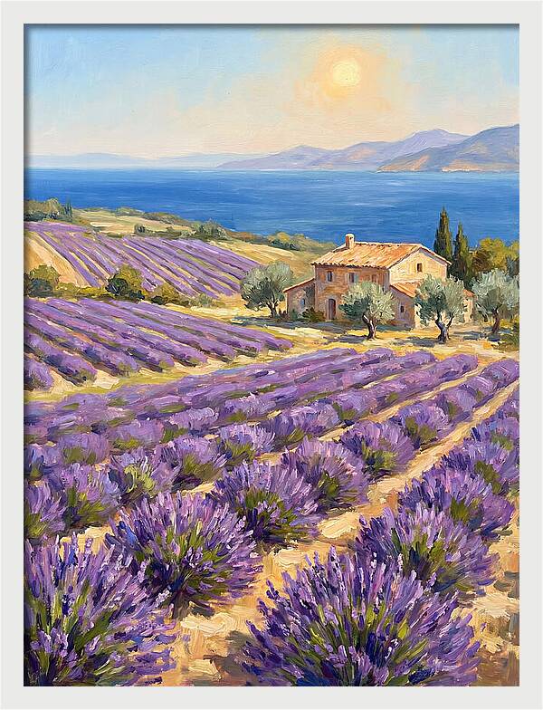 Lavender Fields Under Mediterranean Sun
