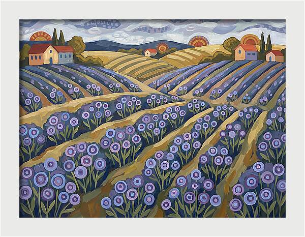 Lavender Fields Under Sunset