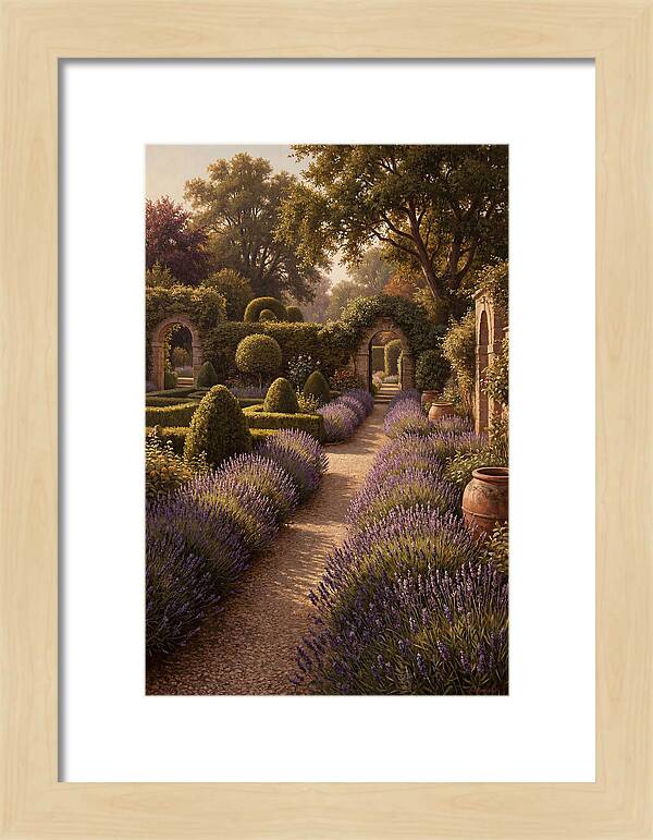 Lavender Hedge Path Through Formal Garden