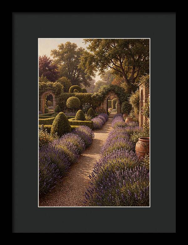 Lavender Hedge Path Through Formal Garden
