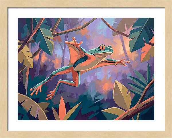 Leaping Frog In Flight