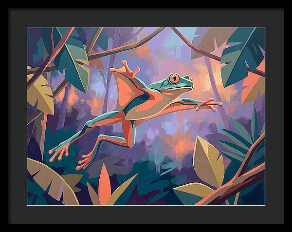 Leaping Frog In Flight
