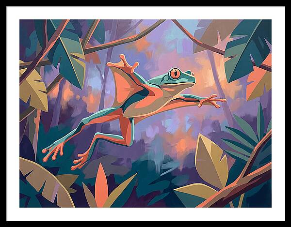 Leaping Frog In Flight