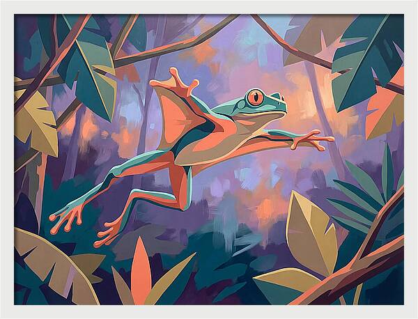 Leaping Frog In Flight