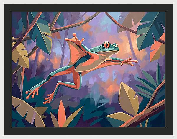 Leaping Frog In Flight