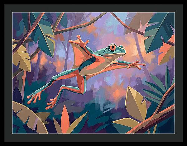 Leaping Frog In Flight
