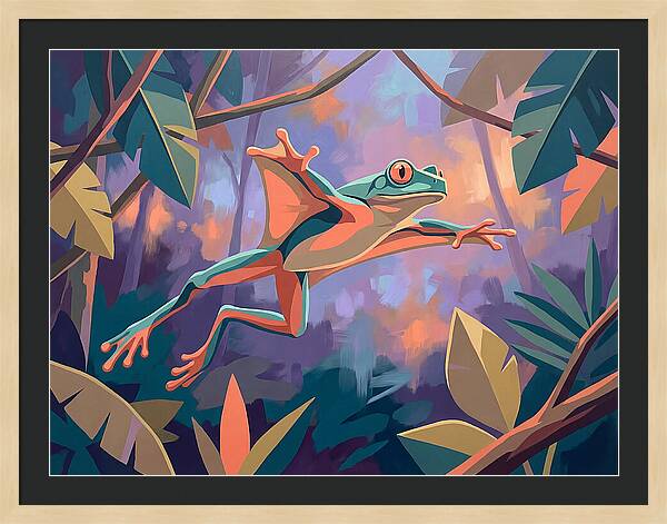 Leaping Frog In Flight
