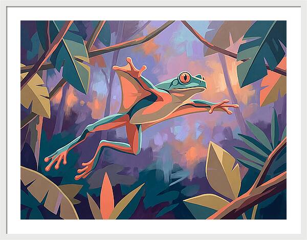 Leaping Frog In Flight