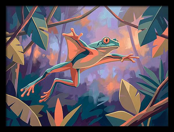 Leaping Frog In Flight