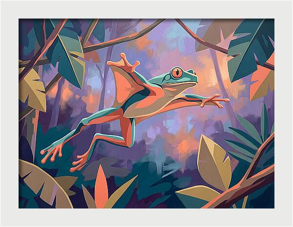 Leaping Frog In Flight