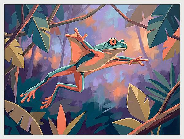Leaping Frog In Flight