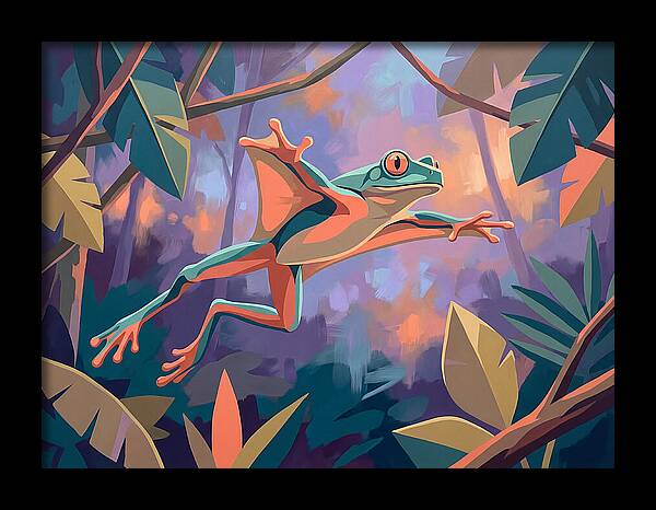 Leaping Frog In Flight