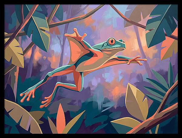 Leaping Frog In Flight