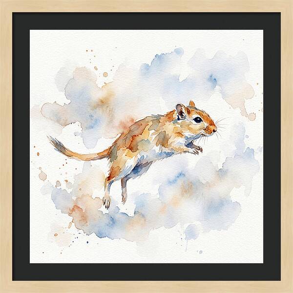 Leaping Gerbil In Watercolor