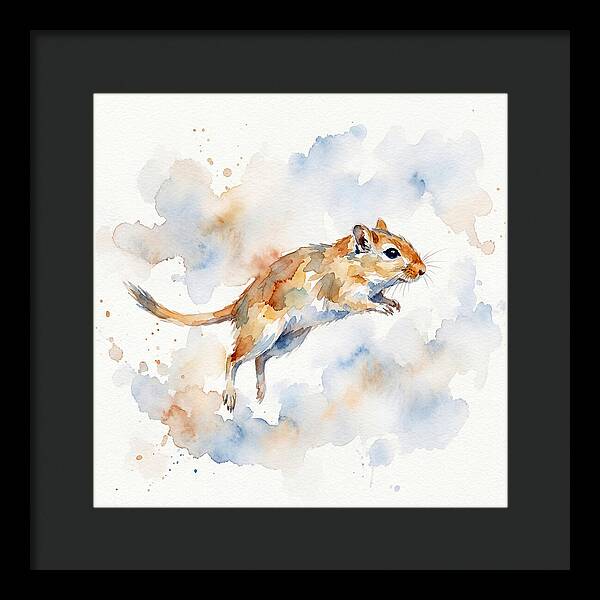 Leaping Gerbil In Watercolor