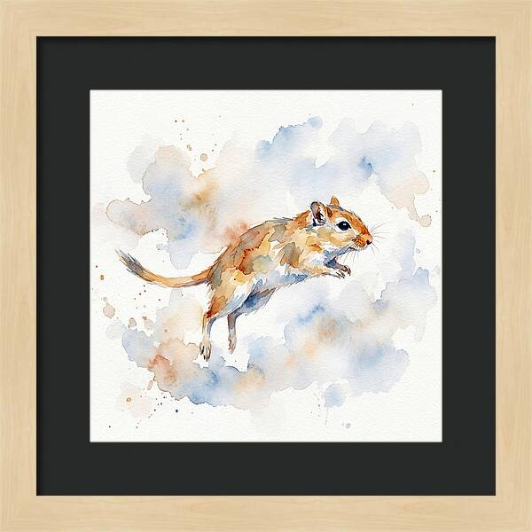 Leaping Gerbil In Watercolor