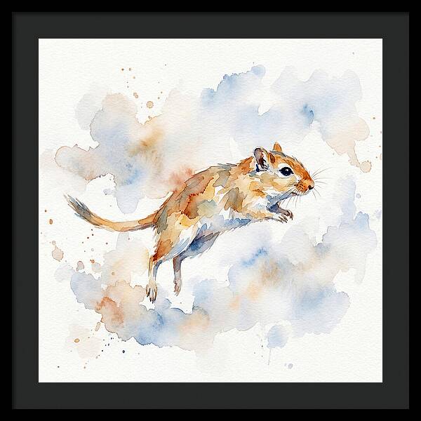 Leaping Gerbil In Watercolor