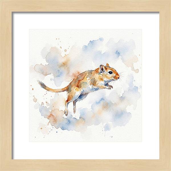 Leaping Gerbil In Watercolor