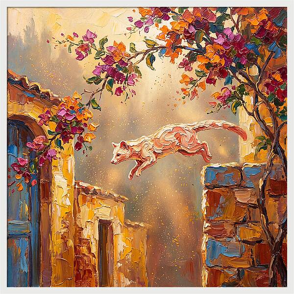 Leaping Palm Civet In Blooming Village