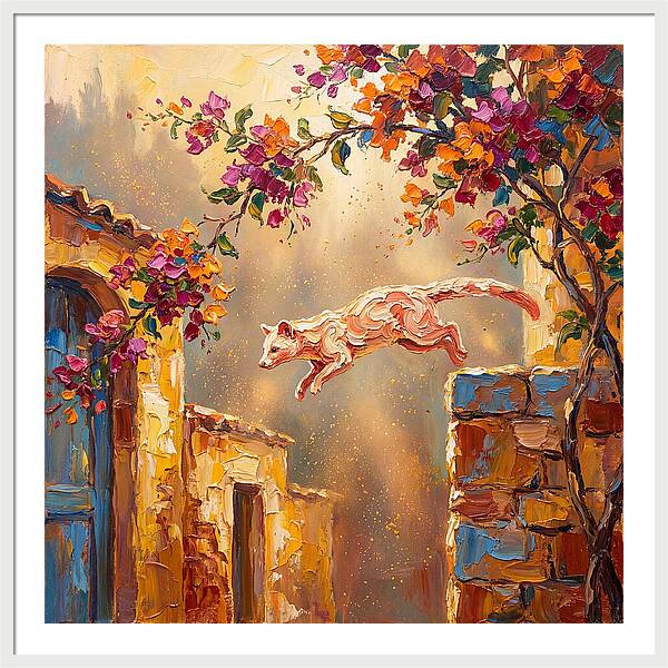 Leaping Palm Civet In Blooming Village