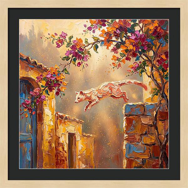 Leaping Palm Civet In Blooming Village