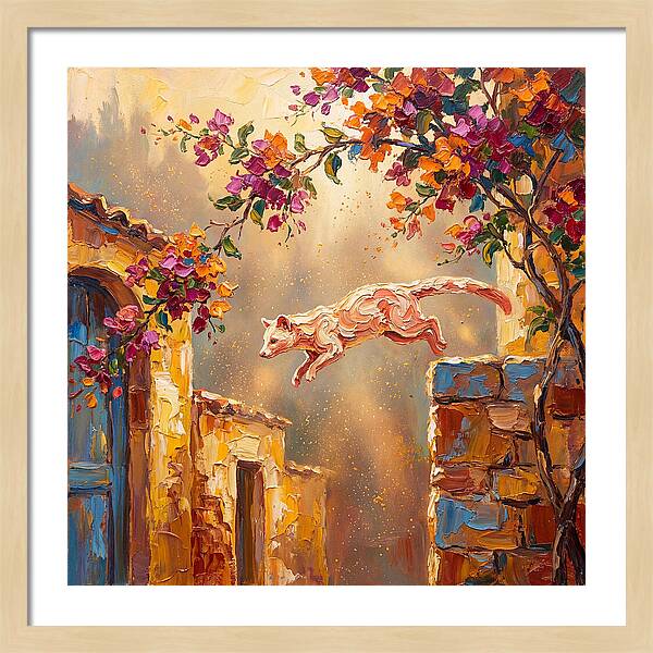 Leaping Palm Civet In Blooming Village