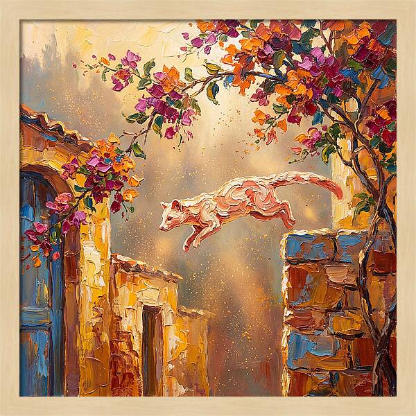 Leaping Palm Civet In Blooming Village