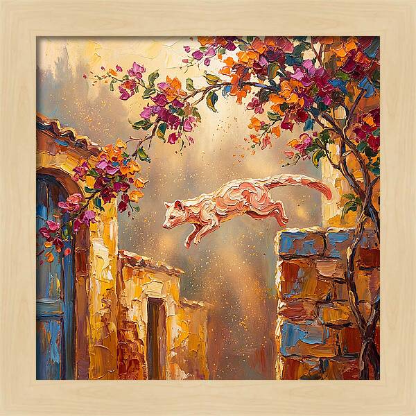 Leaping Palm Civet In Blooming Village