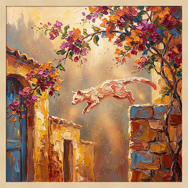 Leaping Palm Civet In Blooming Village