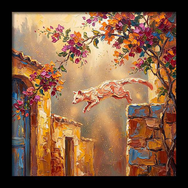 Leaping Palm Civet In Blooming Village