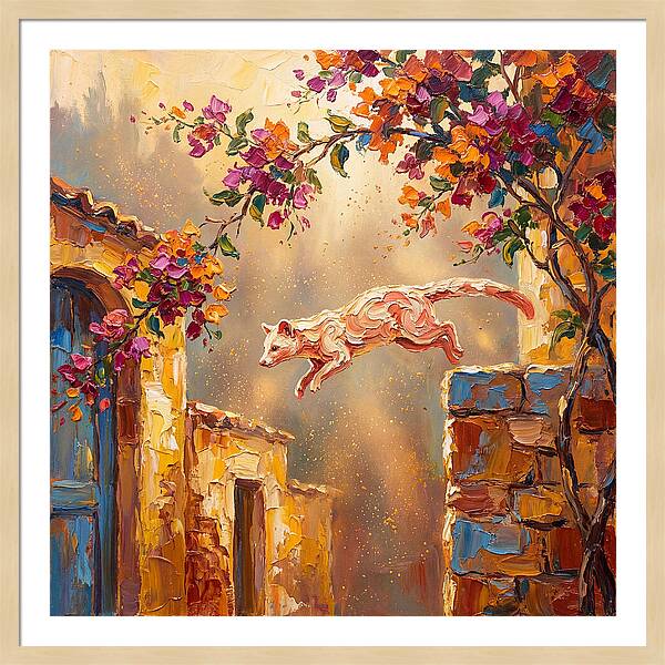 Leaping Palm Civet In Blooming Village