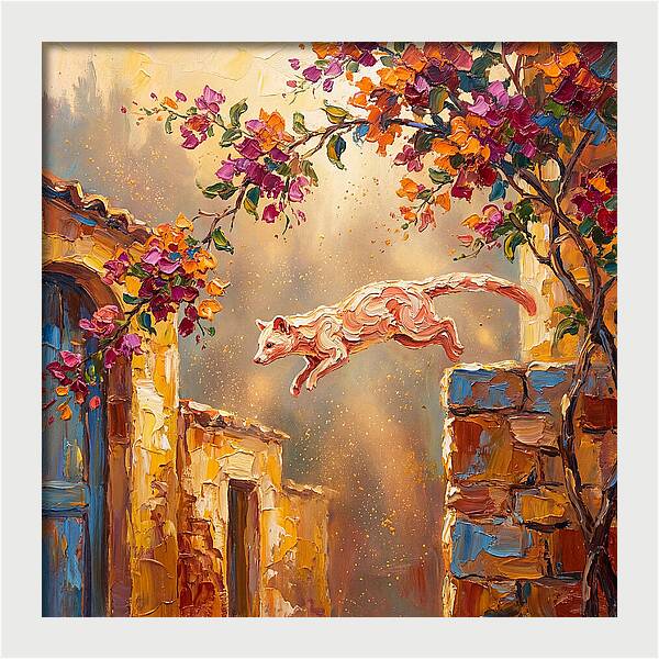 Leaping Palm Civet In Blooming Village
