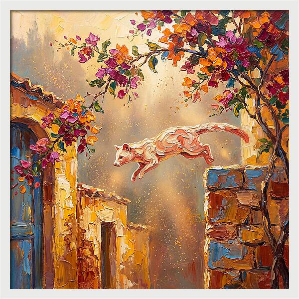 Leaping Palm Civet In Blooming Village